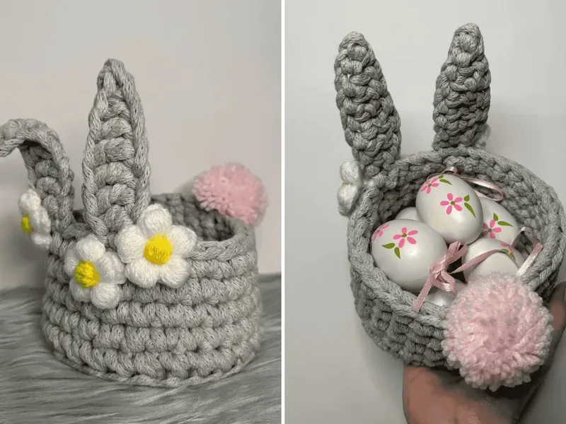 Free Bunny Basket Crochet Pattern, finished