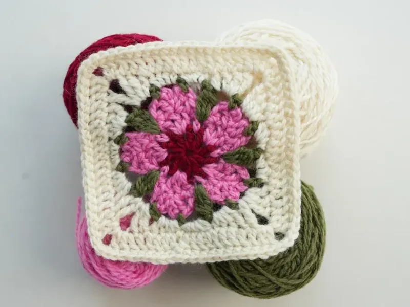 Cherry Blossom Granny Square, finished