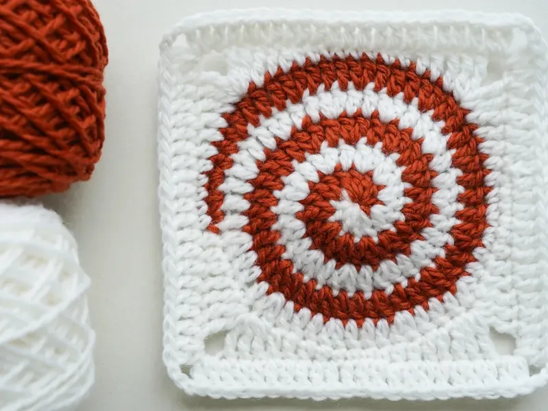 Finished Two-Color Spiral Granny Square