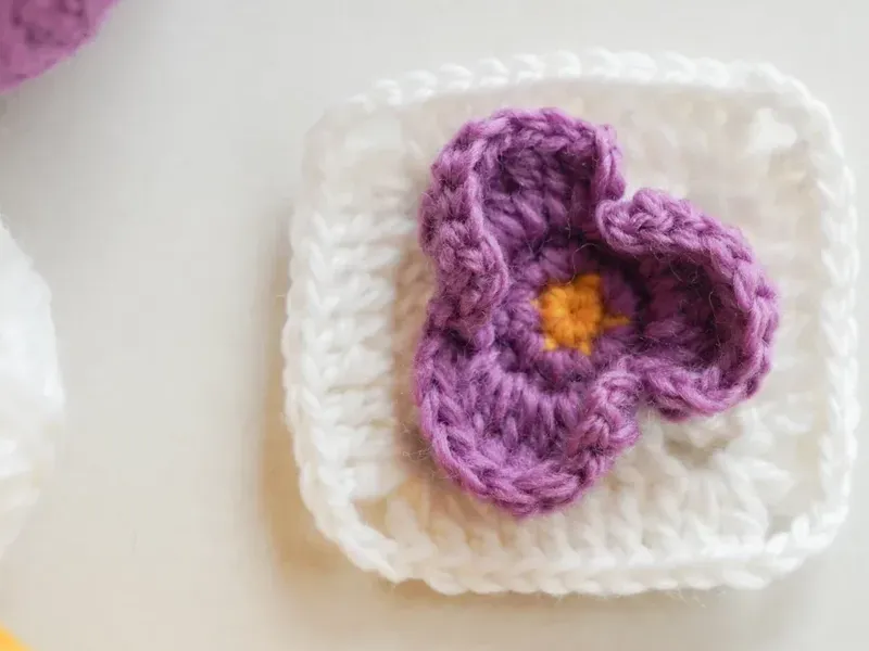 Finished Wild Pansy Flower Granny Square