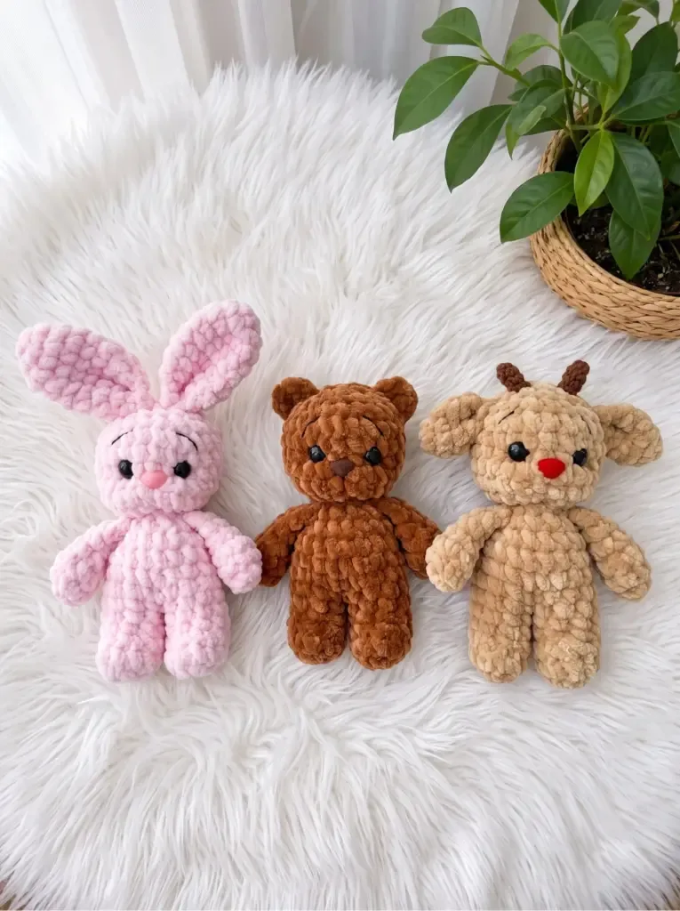Little amigurumi bunny, bear, and deer trio — photo 2