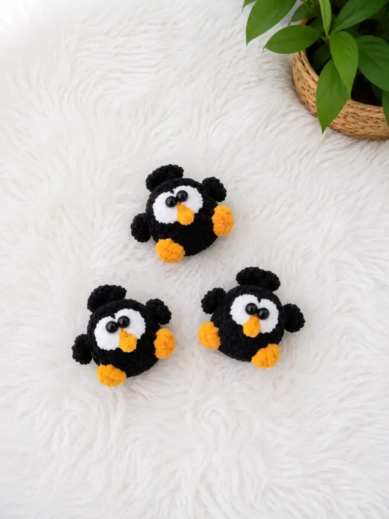 Baby crow amigurumi pattern with big eyes and puff feet — photo 3