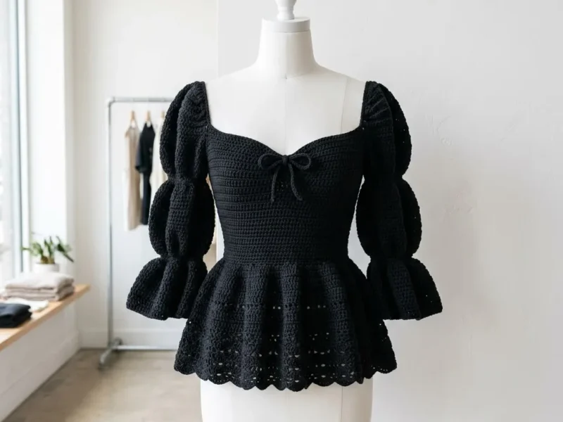 Classic black peplum crochet top pattern