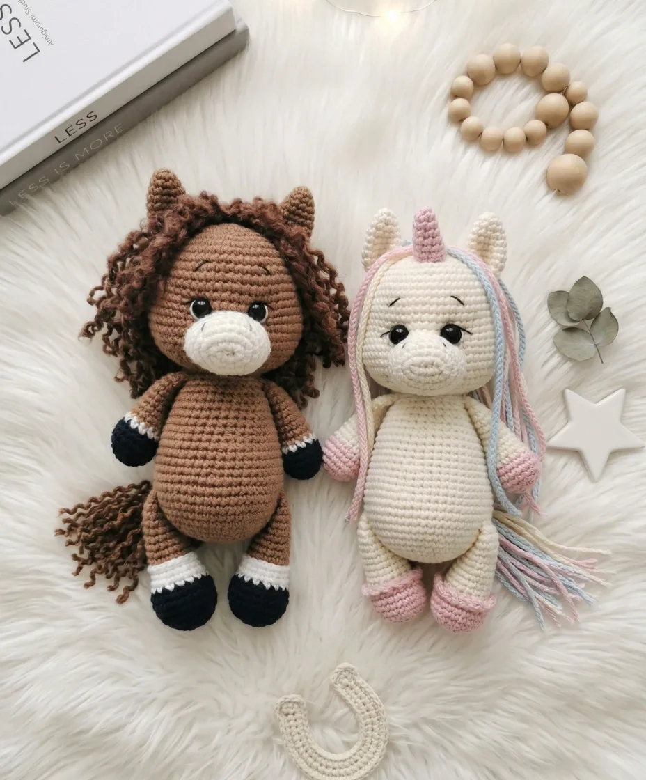 Crochet horse and unicorn amigurumi pattern for beginners