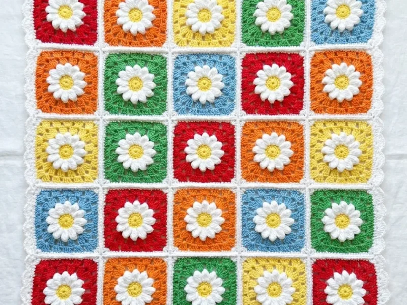 Daisy granny square blanket crochet pattern
