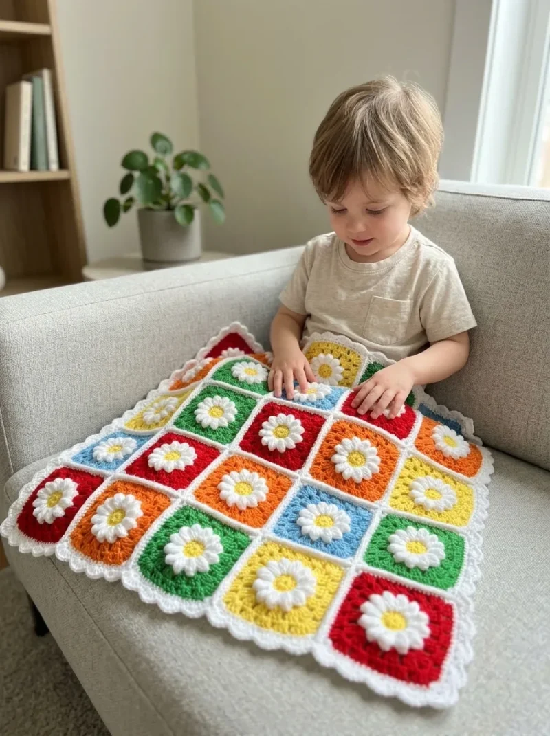 Daisy granny square blanket crochet pattern — photo 3
