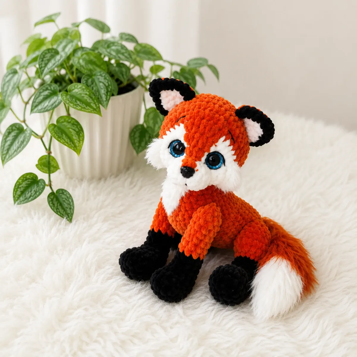 One body, three animals: fox, wolf, and arctic fox amigurumi
