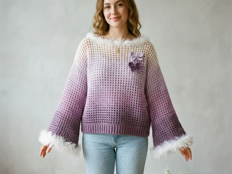 Gradient Mesh Pullover Sweater Crochet Pattern