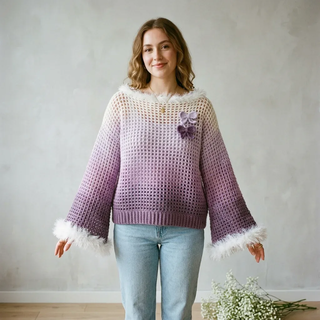 Gradient Mesh Pullover Sweater Crochet Pattern