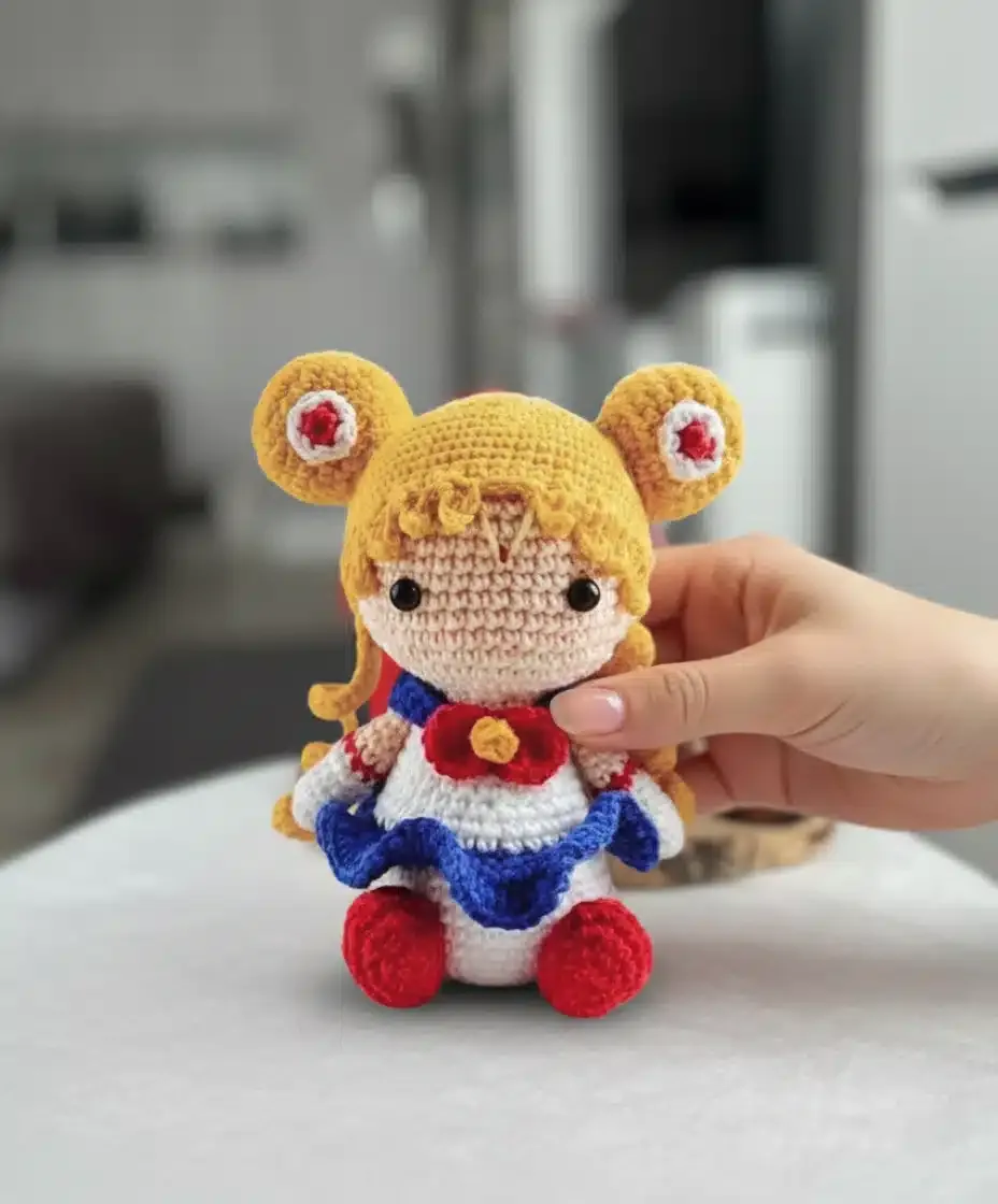 Moon guardian amigurumi doll pattern in 13cm scale