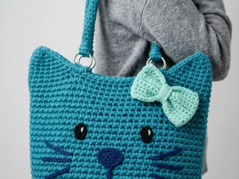 Ocean Blue Kitty Tote Bag Crochet Pattern