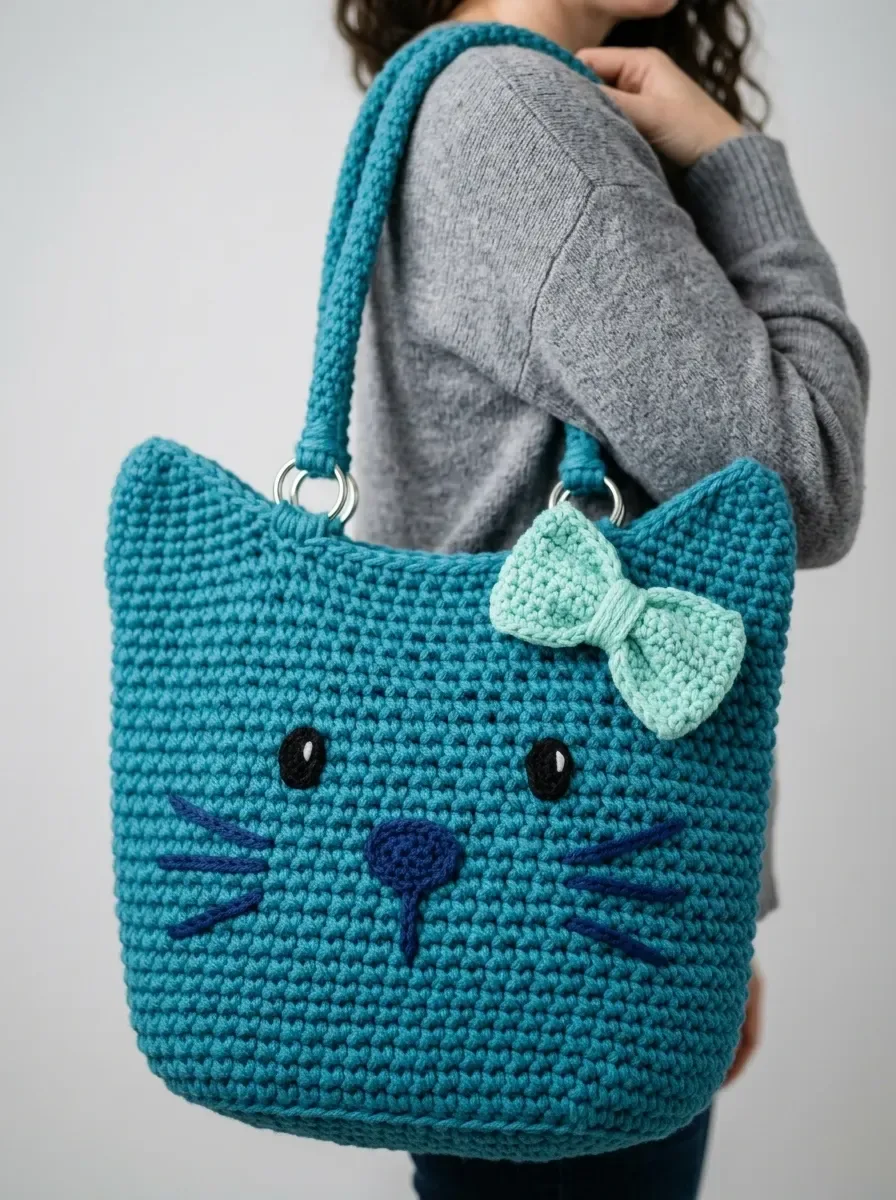Ocean Blue Kitty Tote Bag Crochet Pattern