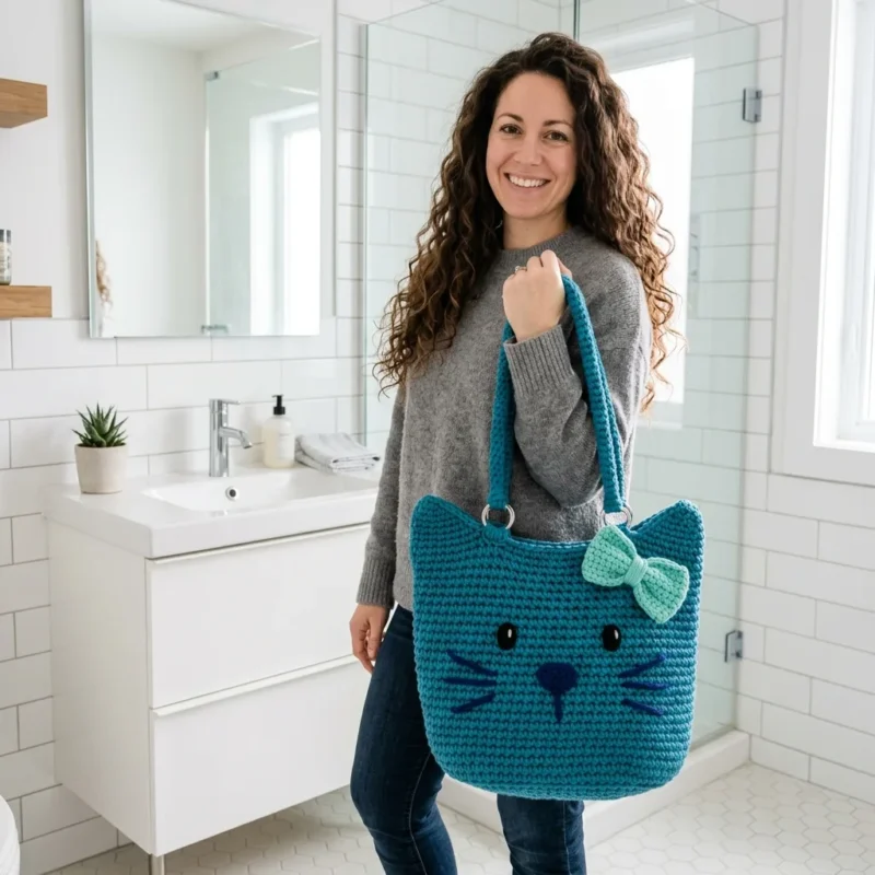 Ocean Blue Kitty Tote Bag Crochet Pattern — photo 2