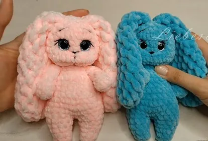 Plush amigurumi bunny crochet pattern with safety eyes