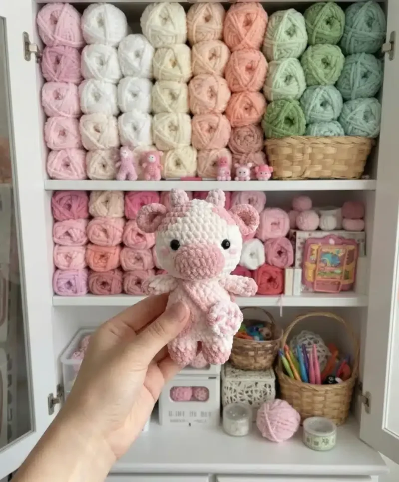 Strawberry cow amigurumi: a piece-built crochet pattern — photo 3