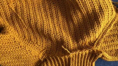 Turtleneck sweater top worked in half double crochet